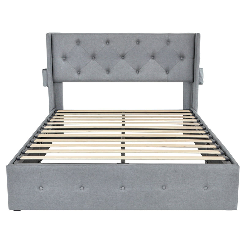 Bed With Gas Lift Storage, USB Ports