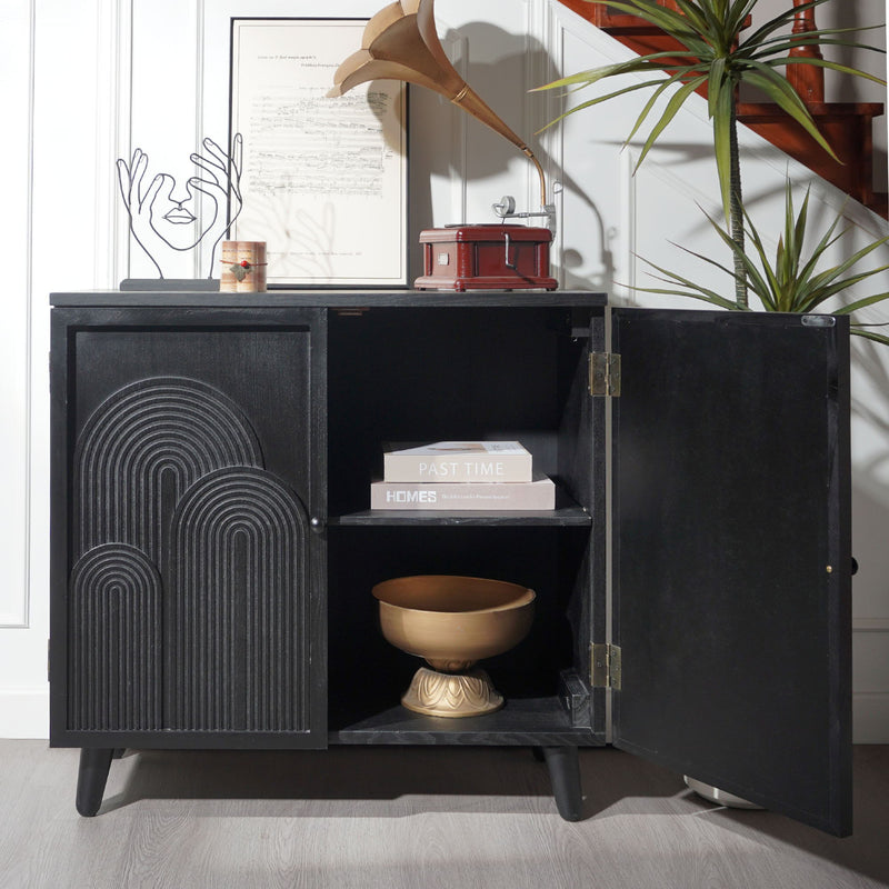 2 Door Accent Cabinet Storage Cabinet With Adjustable Shelf - Black