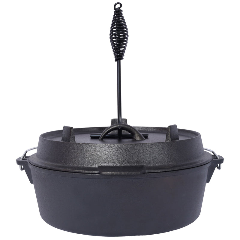 Pre-Seasoned Cast Dutch Oven With Skillet Lid And Pot Rack