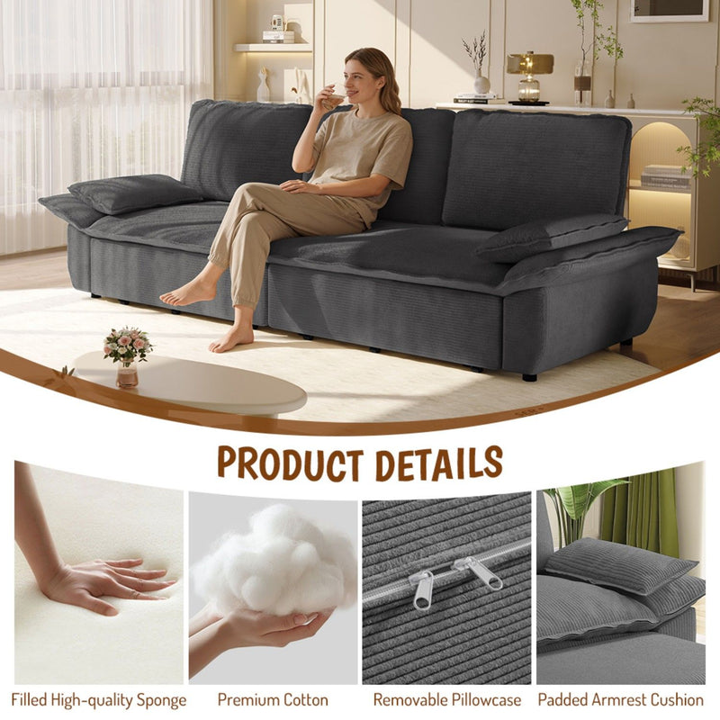 King Size Pull Out Sofa Bed, 3 In 1 Convertible Multifunctional