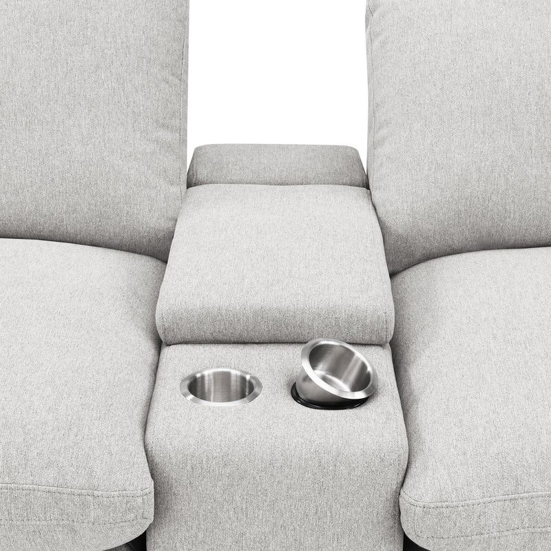 Hollander - 5 Piece Power Home Theater Seating Set With Reclining Comfort And Dual Storage Consoles - Gray