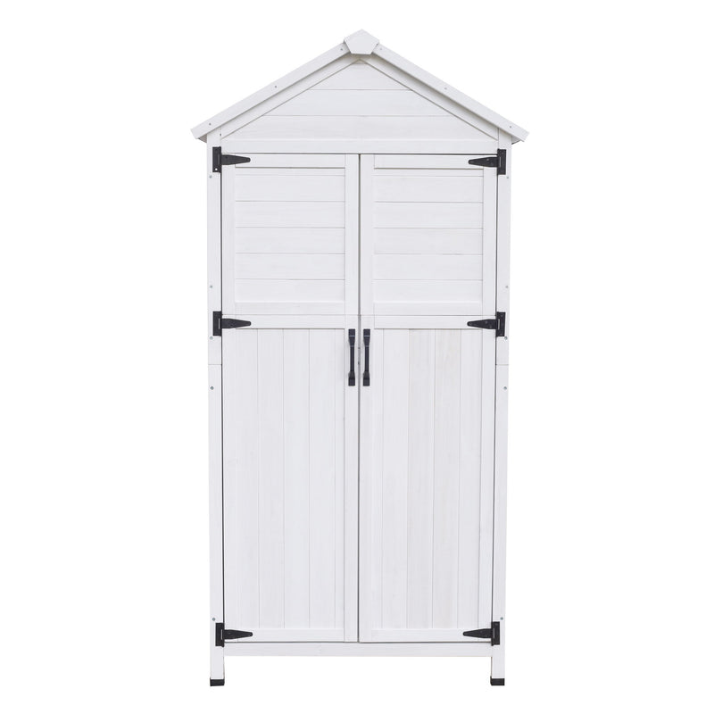 Storage Shed With Double Doors For Outdoor Garden Tool Organization - White