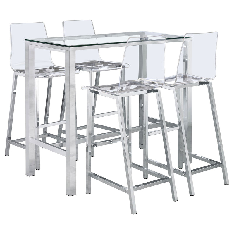 Garbo - 5 Piece Bar Set With Stools - Chrome