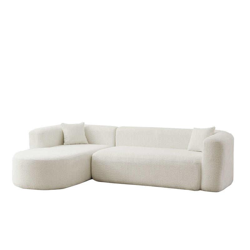 L - Shape Boneless Cloud Couch With 2 Throw Pillows For Living Room