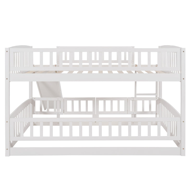 Low Bunk Bed With Slide, Fence And Ladder