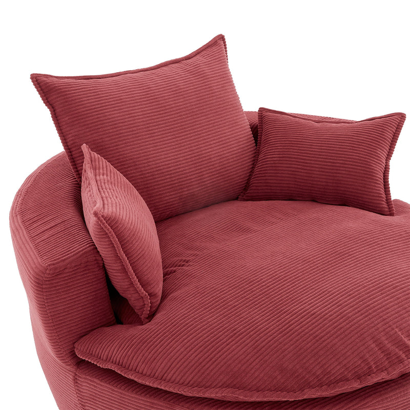 360° Swivel Accent Barrel Chair With Dual Layer Cushion And 3 Removable Pillows