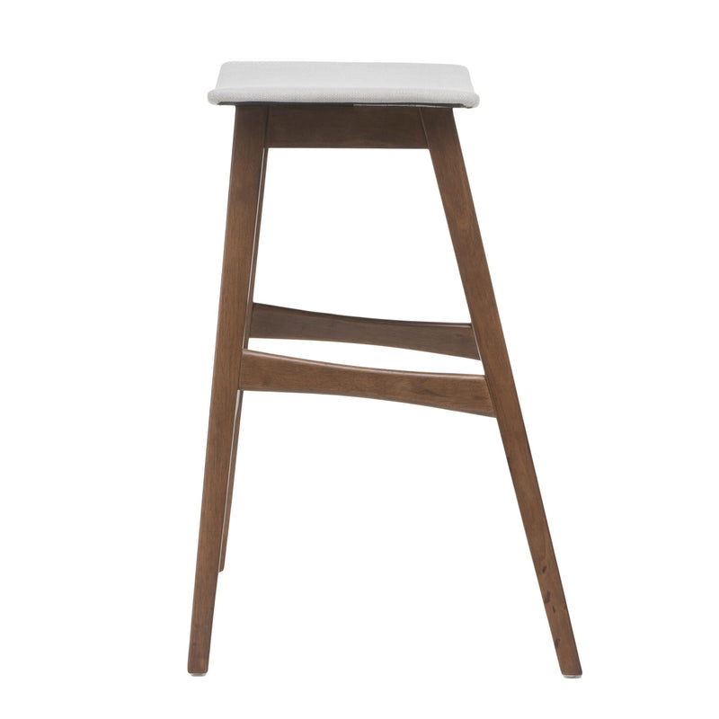 Mid Century Modern Bar Stool Set With Upholstered Seating