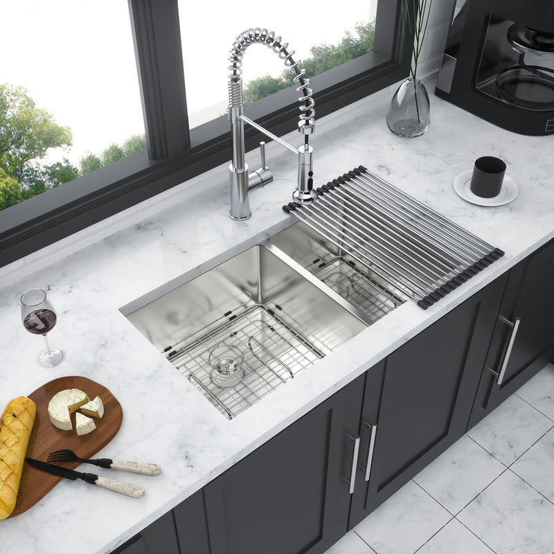 Modern Double Bowl Undermount Kitchen Sink 50 / 50 Design Stainless Steel