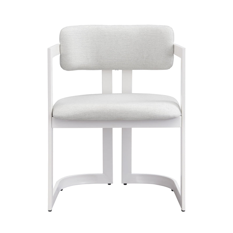 Upholstered Dining Armchairs (Set of 2) - Beige / White