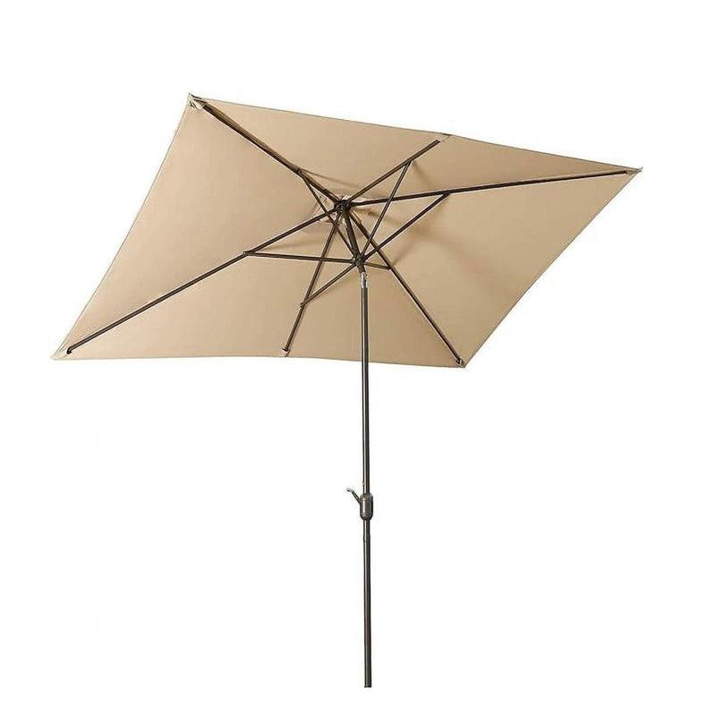 Rectangular Patio Umbrella With Crank Tilt, Polyester UV-Resistant Canopy
