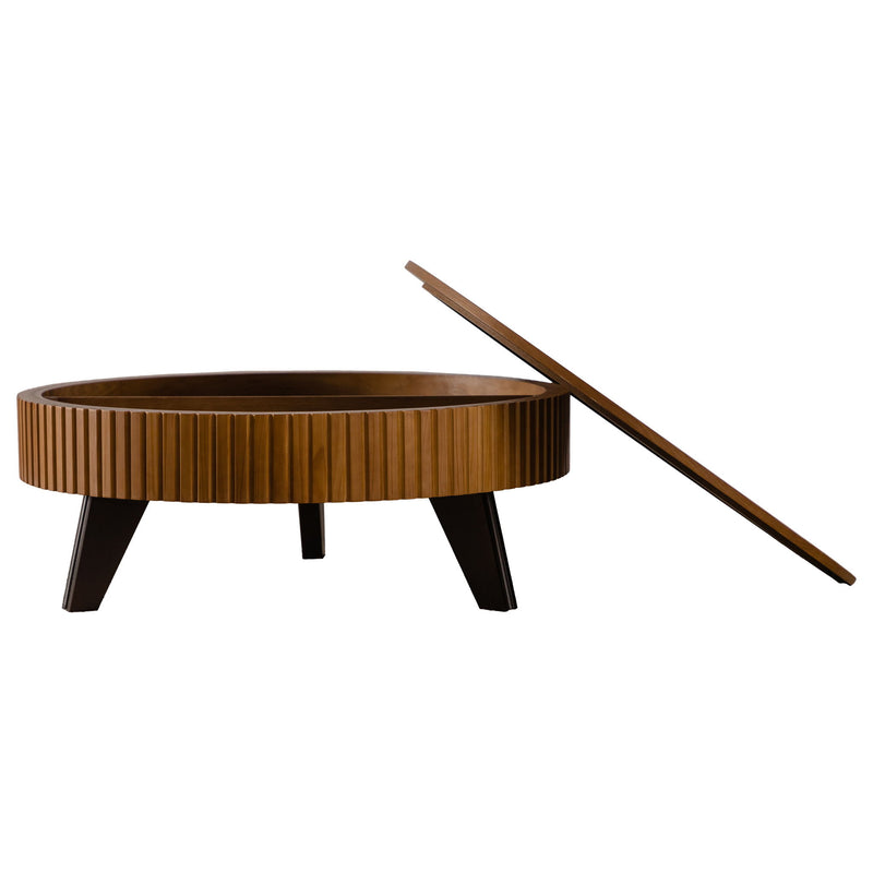 Round Retro Coffee With Solid Wood Legs