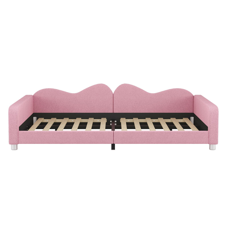 Upholstered Daybed, Sherpa Fabric Sofabed With Cloud-Shaped Backrest