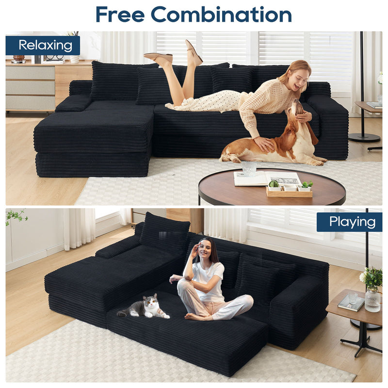 Modern L - Shaped Sectional Couch With Memory Foam