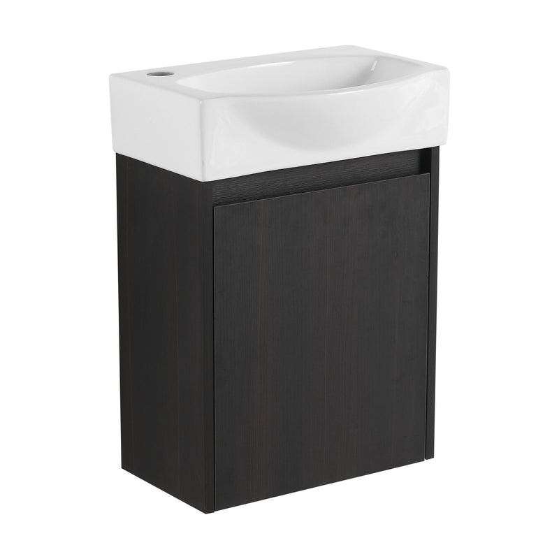 Modern Bathroom Vanity With Ceramic Basin, Wall Mounted Floating Sink Combo, Storage Cabinet