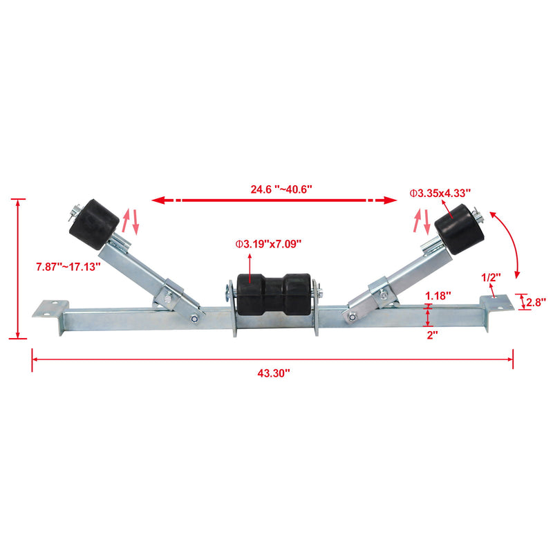 Heavy Duty Boat Trailer Support Bracket With Keel Rollers