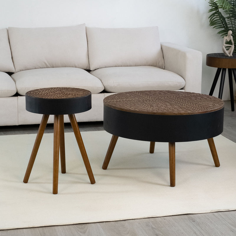 Round Coffee Table With Storage Function For Living Rooms