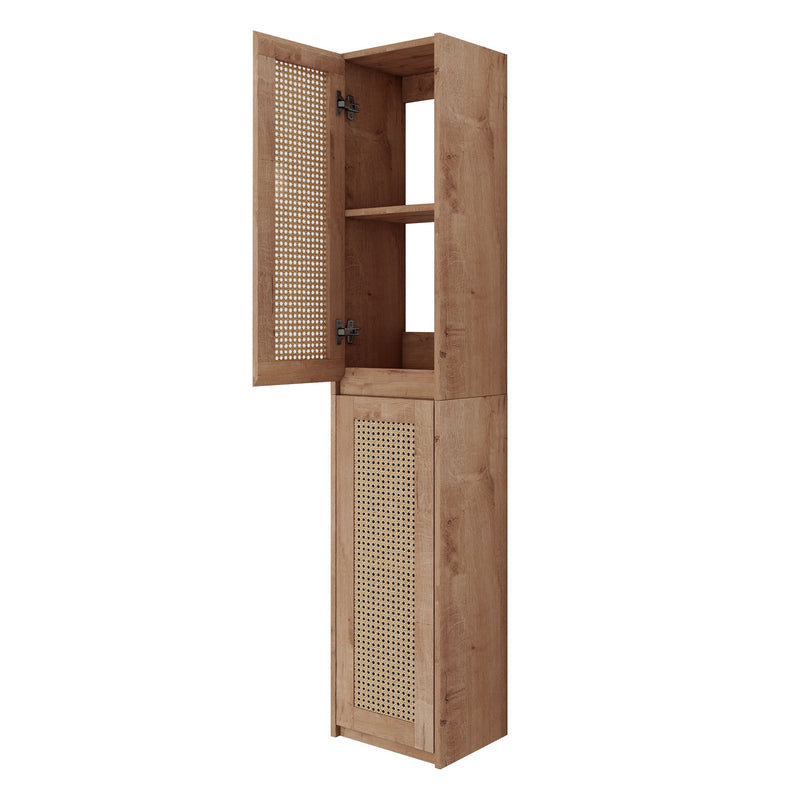 Modern Imitative Wall Mounted Bathroom Vanity With Resin Sink & 2 Side Cabinet, Soft Close Drawer - Imitative Oak