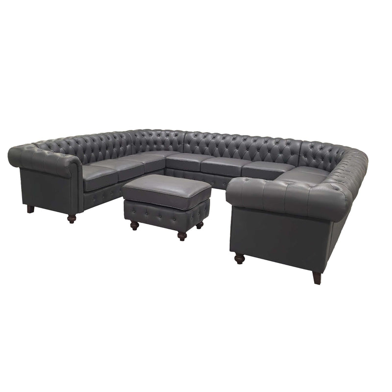 U - Shape Sectional - Blue Gray