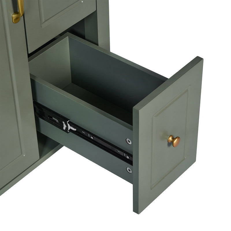 Elegant Bathroom Vanity With Ceramic Sink, Soft Close Doors And Drawers, Double Storage Racks