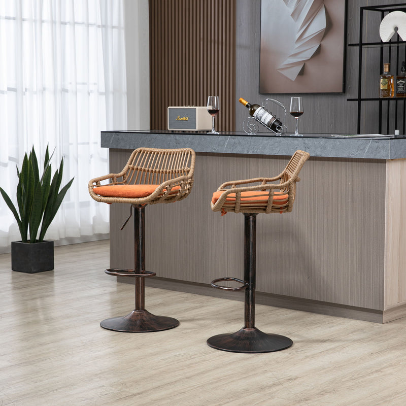 Modern Swivel Bar Stools Adjustable Counter Chairs With Footrest (Set of 2)