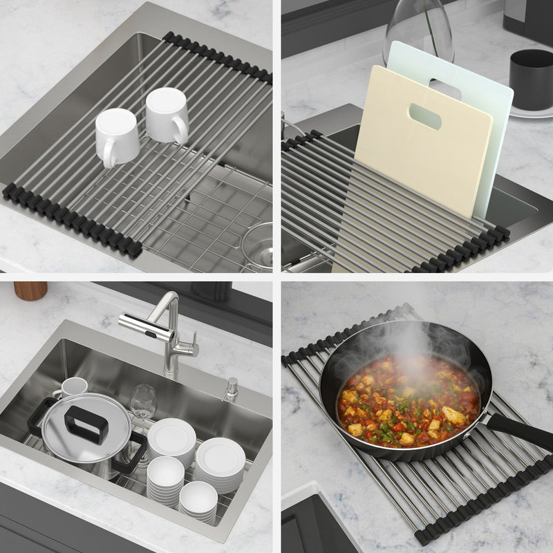 Drop-In Kitchen Sink With Pull-Out Faucet And Soap Dispenser