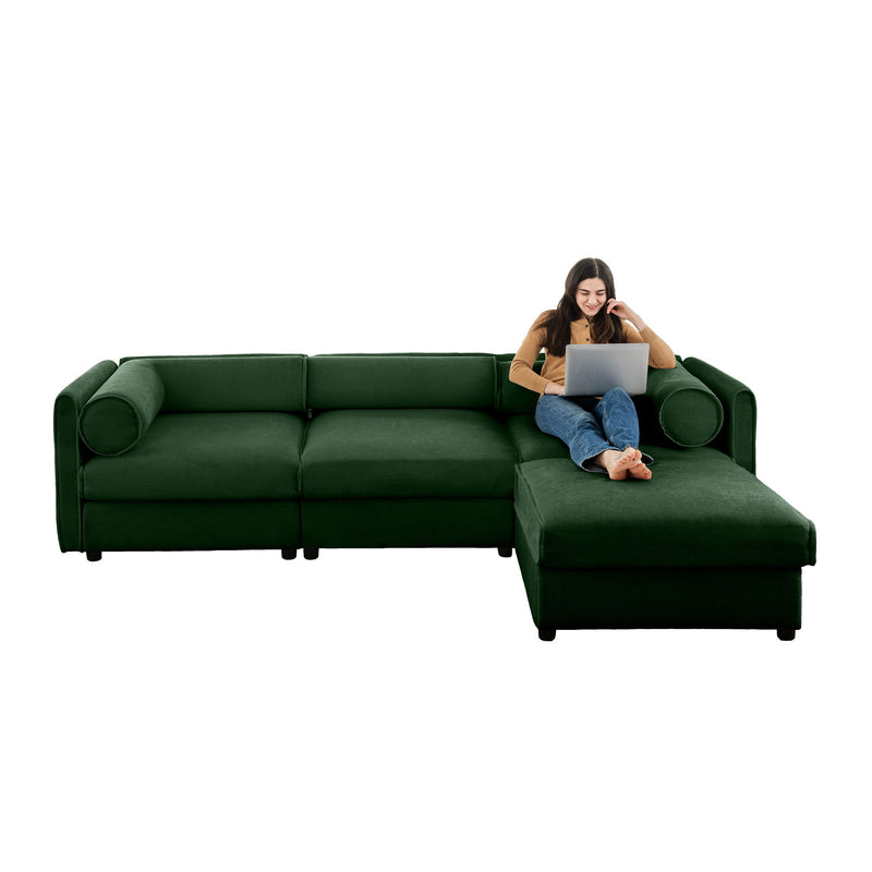 Contemporary Elegant Sofa With Storage And Ottoman