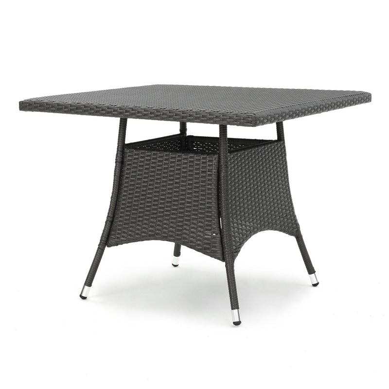 Outdoor Rattan Square Dining Table With 4 Legs - Gray