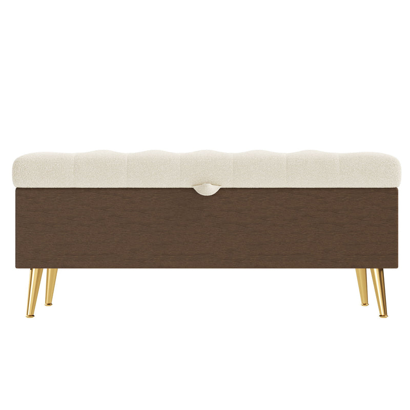 Modern Tufted Storage Ottoman Bench With Metal Legs