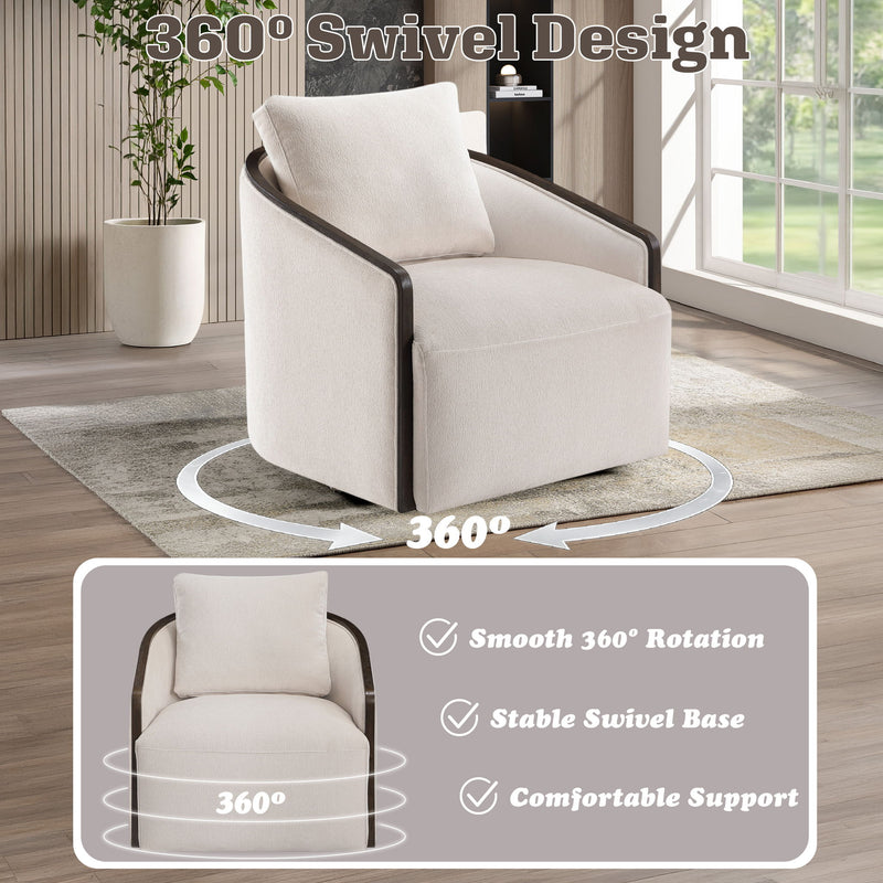 Lenora - Accent Chair With Swivel - Beige