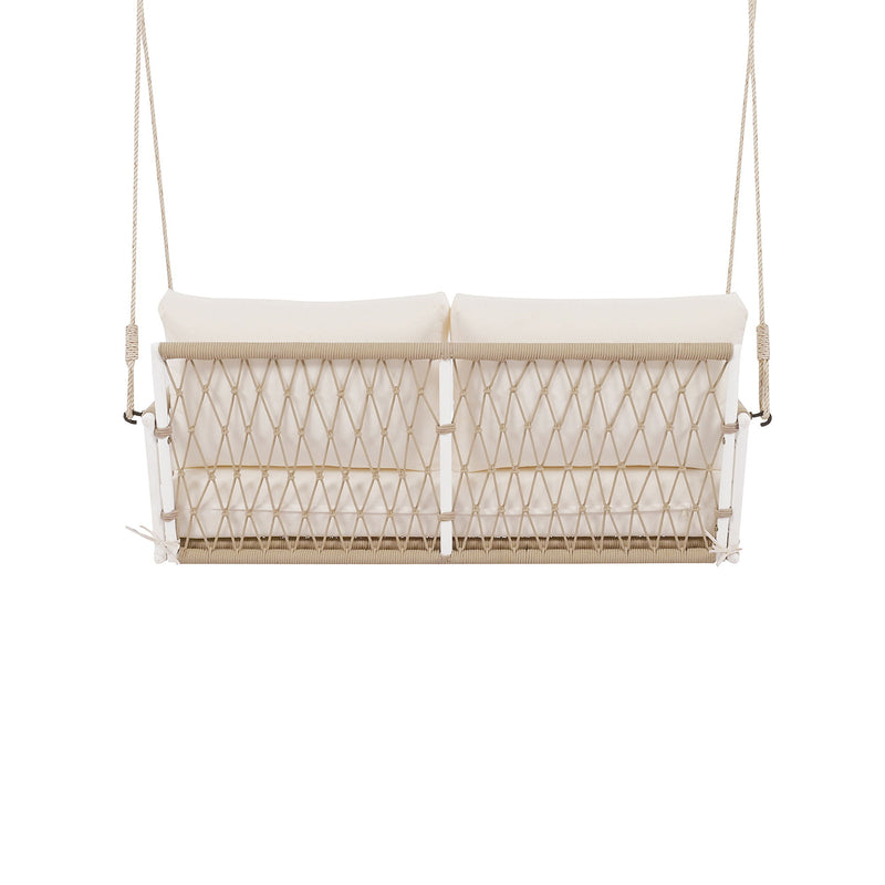 Outdoor Swing Sofa With Soft Cushions For Patio - Beige