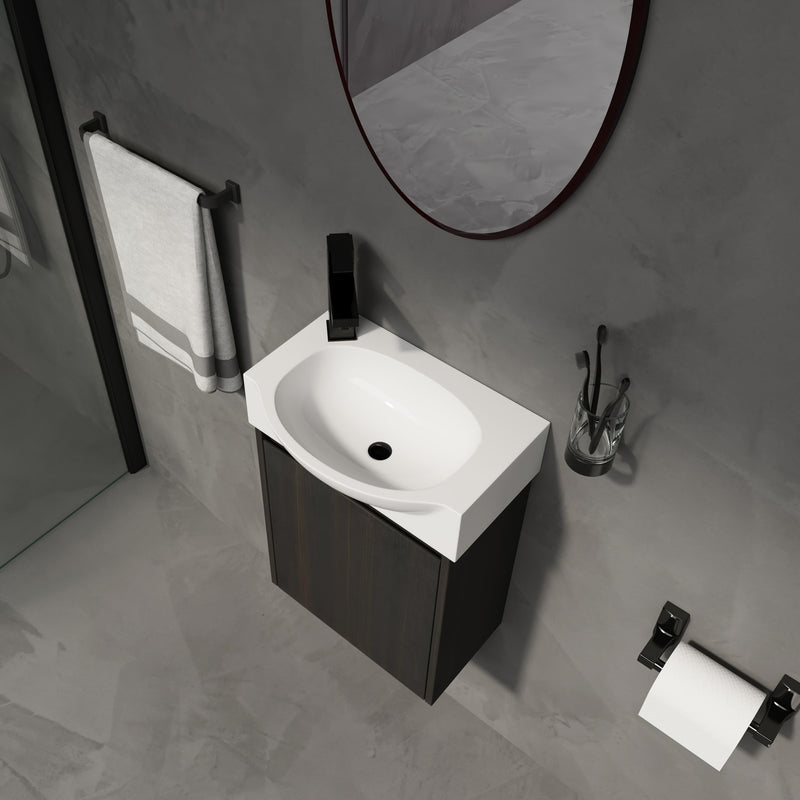 Modern Bathroom Vanity With Ceramic Basin, Wall Mounted Floating Sink Combo, Storage Cabinet
