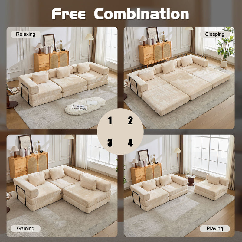 Convertible Floor Sofa Bed, Boneless Modular Sectional Sofa For Living Room