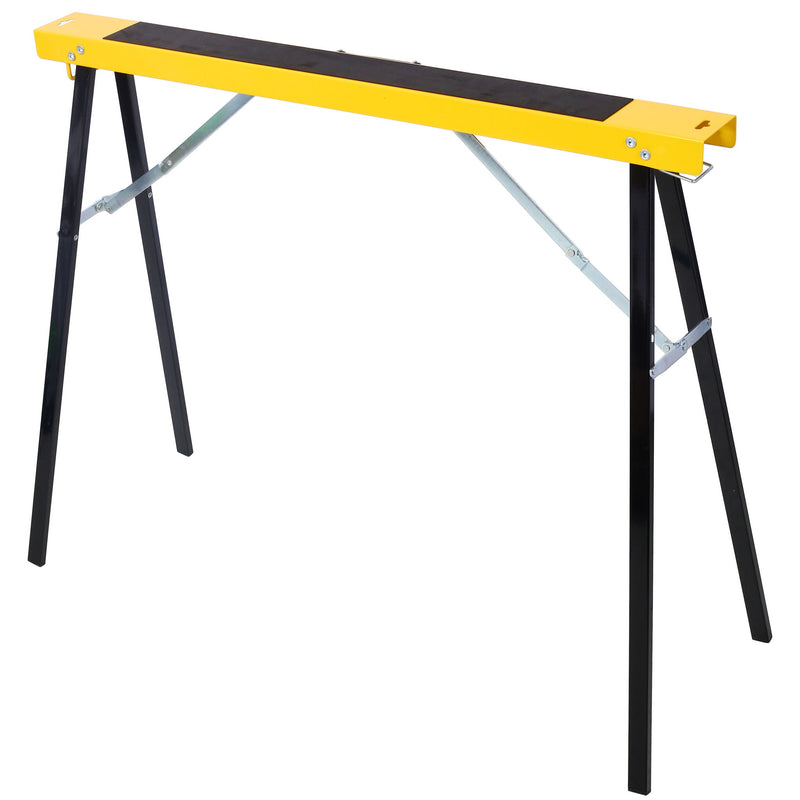 Folding Portable Saw Horses 2 Pack With Fast Open Legs, Heavy Duty For Garage And Workshop - Yellow / Black