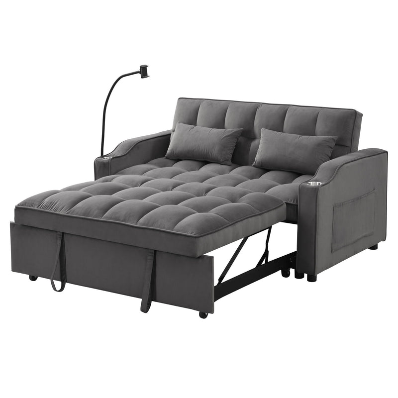 Sofa Bed With Trundle For Small Rooms - Dark Gray