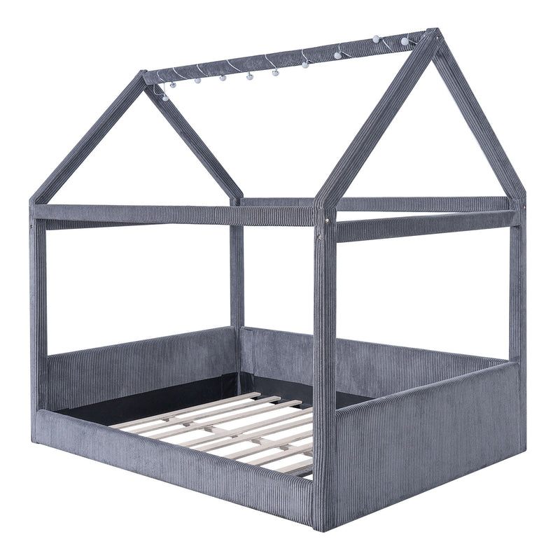 Upholstered House Style Daybed With LED Light Strips
