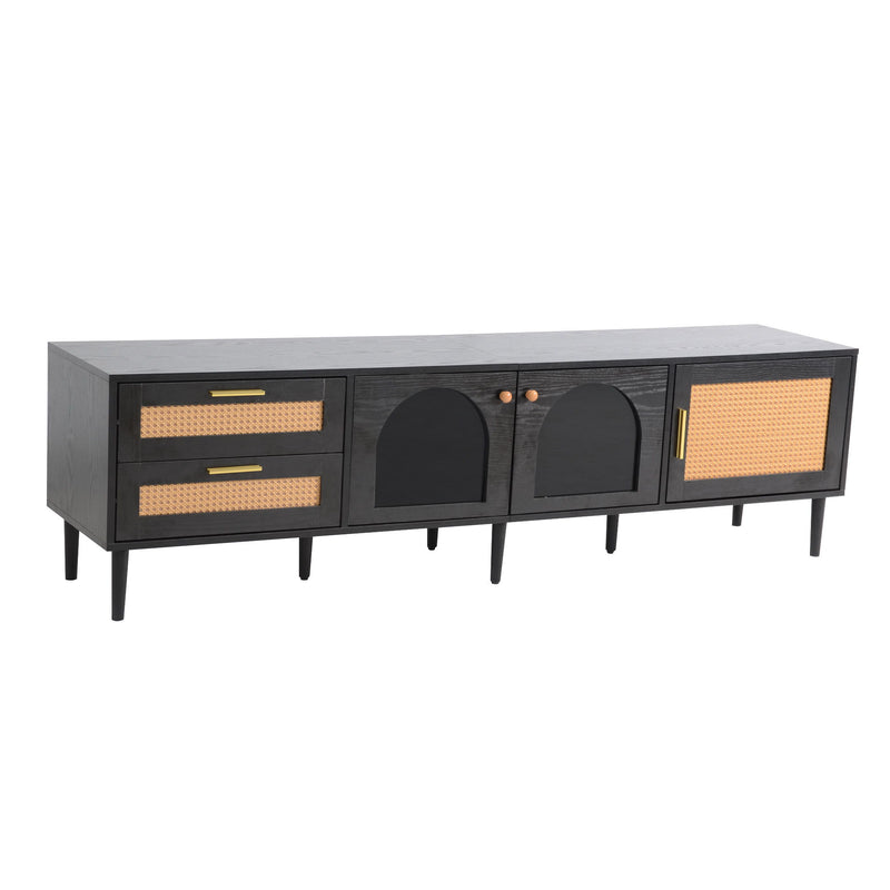 TV Stand With App-Controlled LED Lights, 2 Drawers & Door Storage