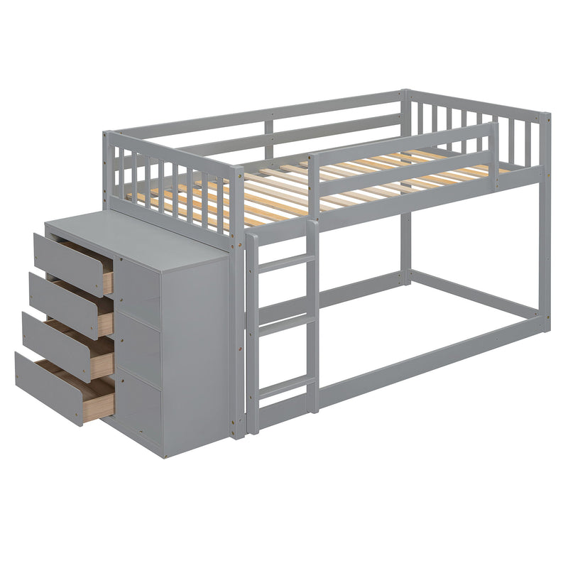 Bunk Bed With 4 Drawers And 3 Shelves