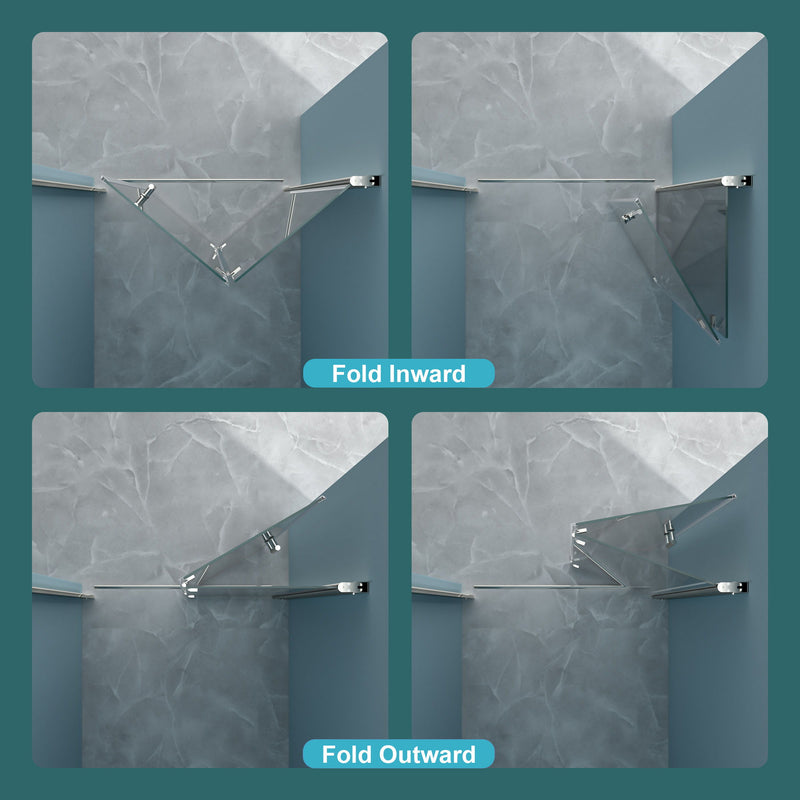 Fold Frameless Shower Door With Tempered Glass