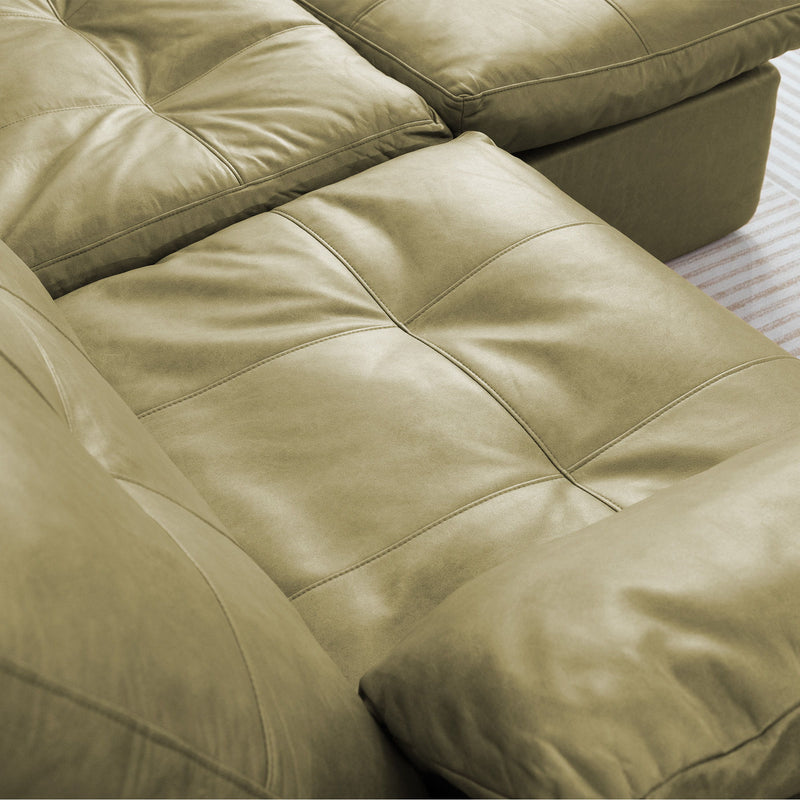 L - Shaped Modular 2 Seater Sofa With Movable Ottoman And High Density Sponge Cushions For Living Room