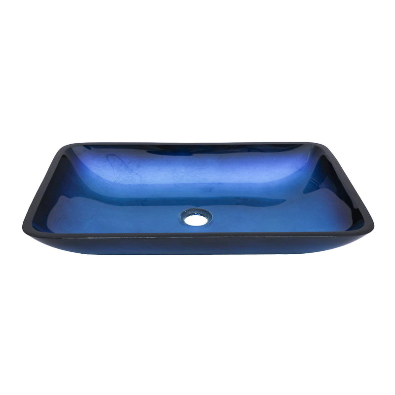 Gradient Tempered Glass Vessel Sink With Pop-Up Drain