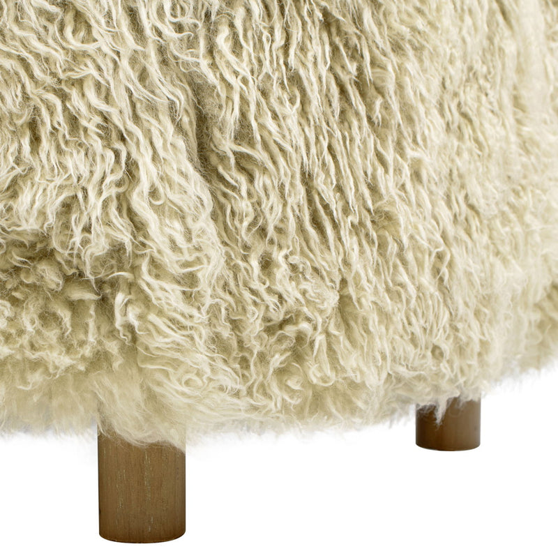 Enchante - New Zealand Sheepskin Rectangular Accent Ottoman - Taupe / Natural