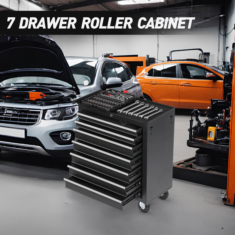7 Drawer Rolling Tool Chest With Wheels, Multifunctional Tool Box And Storage