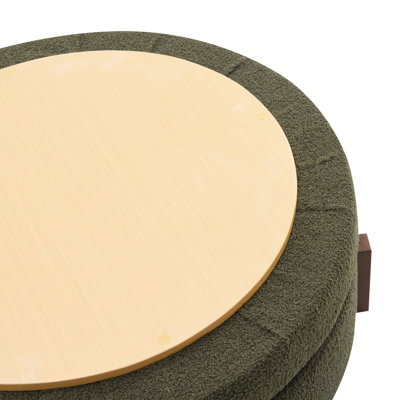 Round Storage Ottoman, Footrest Stool For Living Room