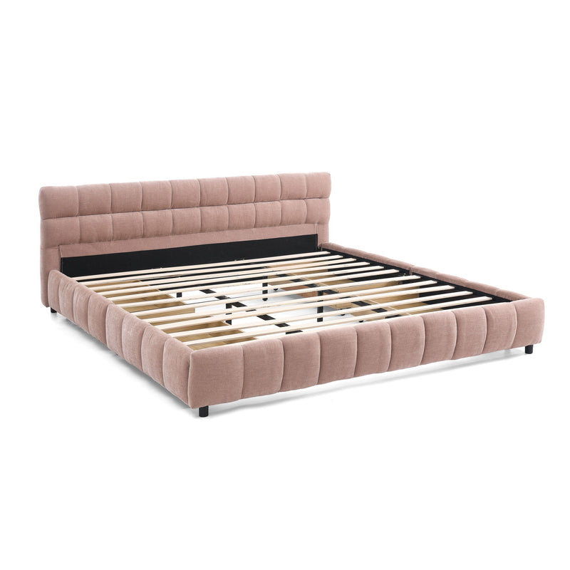 Modern Platform Bed Frame With Thick Fabric