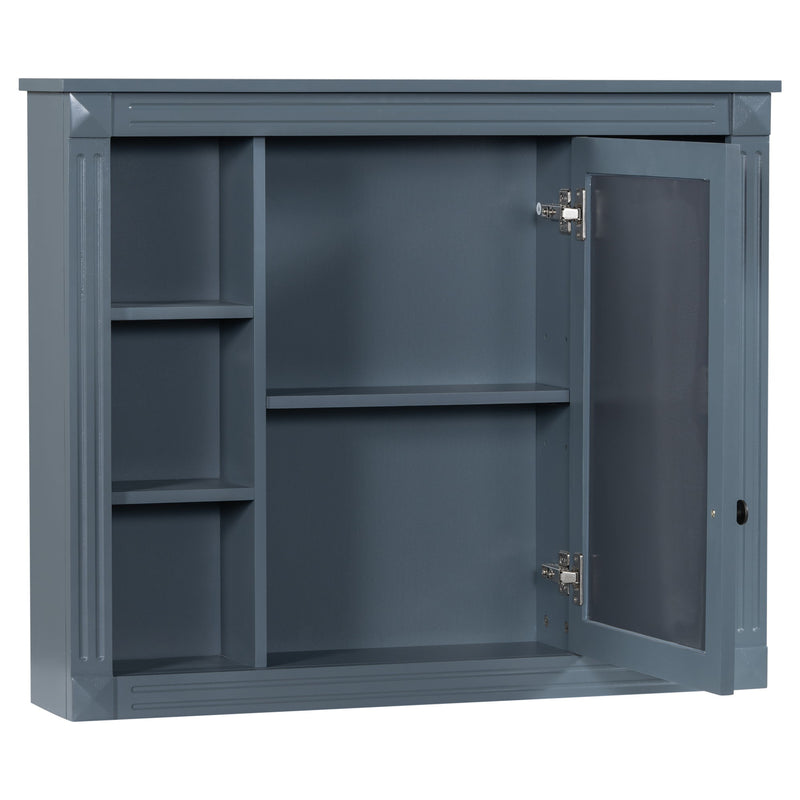 Wall Mounted Bathroom Storage Cabinet With Mirror, Cabinet With 6 Open Shelves And Adjustable Interior