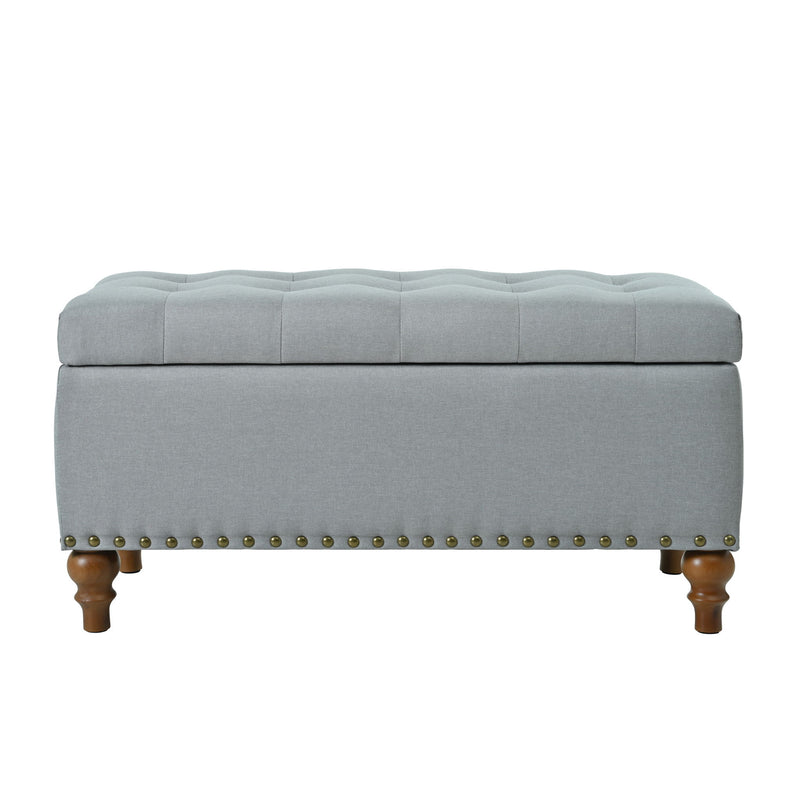 Upholstered Ottoman With Storage And Rivet Trim