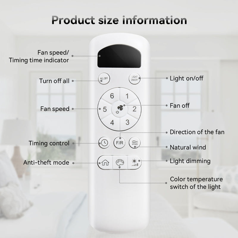 Indoor Ceiling Fan With Dimmable LED Light, 6 Speed Remote ControlLED DC Motor, Reversible Blades