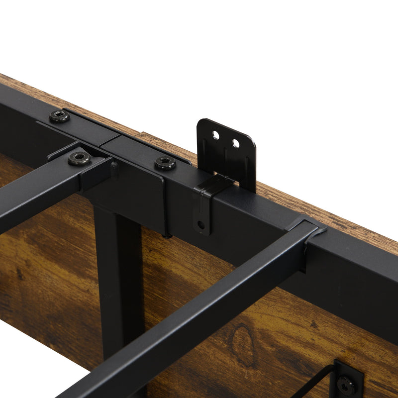 Modern Bed Frame With LED Lights, Upholstered Headboard, USB Charging
