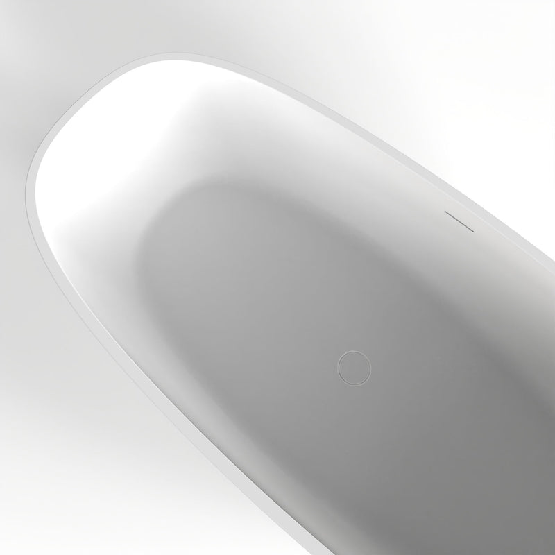 Soaking Bathtub, Freestanding, Solid Surface - Matte White