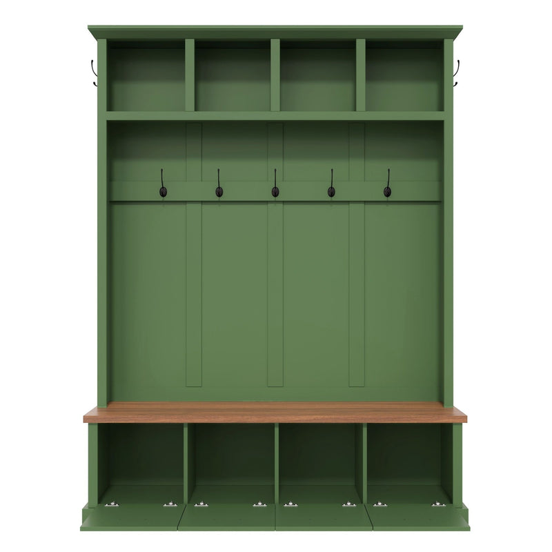 Hall Tree With Storage Bench Mudroom Coat Rack With 6 Hooks